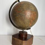 Vintage 1930 globe terrestrial Jacques Adnet world map J. Forest glass wood -