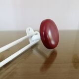 Metal coat rack, 3 colored hooks from the 60s and 70s