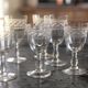 6 old engraved crystal glasses