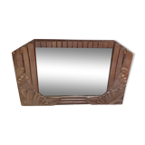 Mirror, wood and plaster, art nouveau, gold and silver patina - 54x35cm