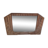 Miroir, bois et plâtre, Art nouveau, patiné or et argenté - 54x35cm