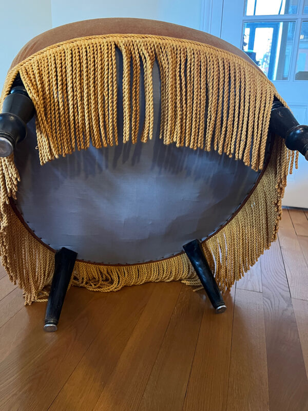 Fauteuil crapaud velours moutarde