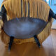 Fauteuil crapaud velours moutarde 