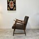Danish armchair in teak & boucle fabric