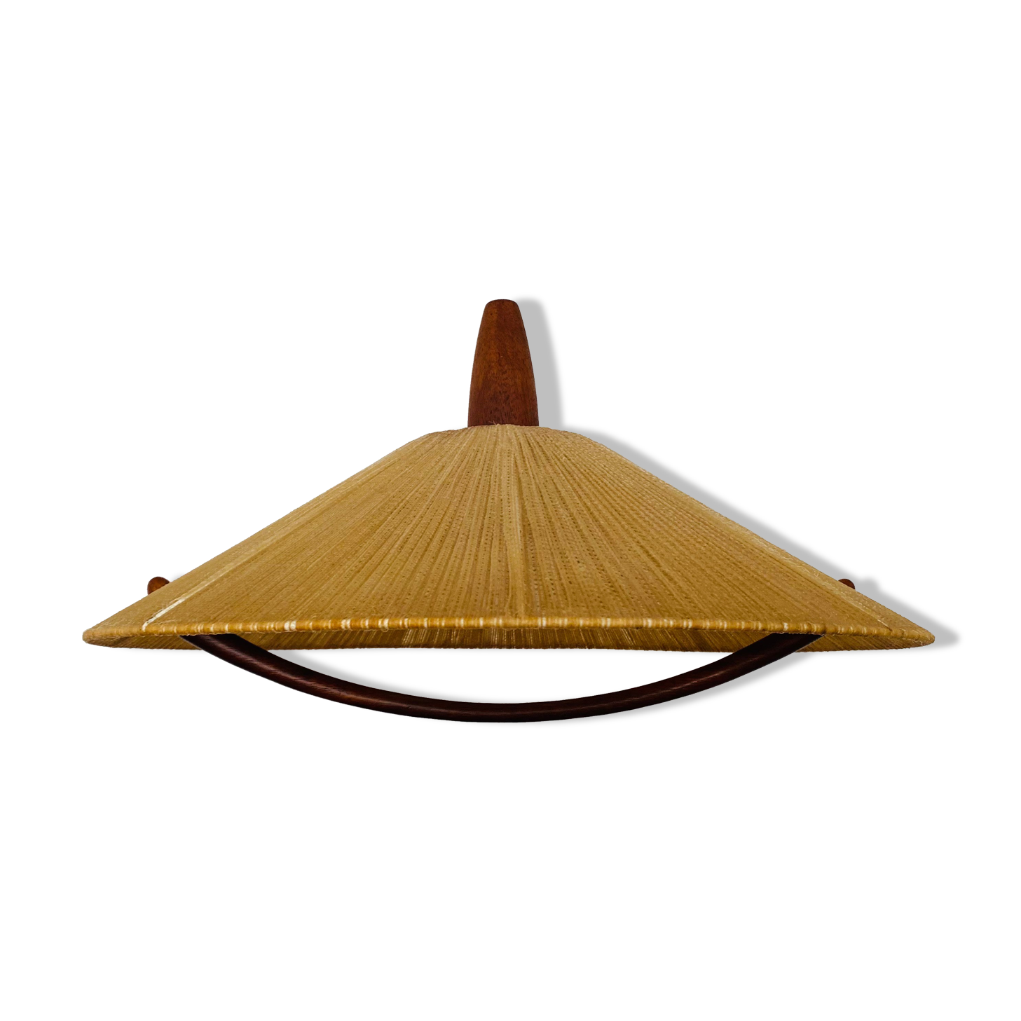 Raffia bast and teak pendant lamp by Temde
