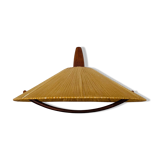 Raffia bast and teak pendant lamp by Temde