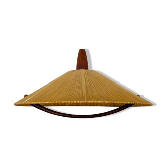 Raffia bast and teak pendant lamp by Temde