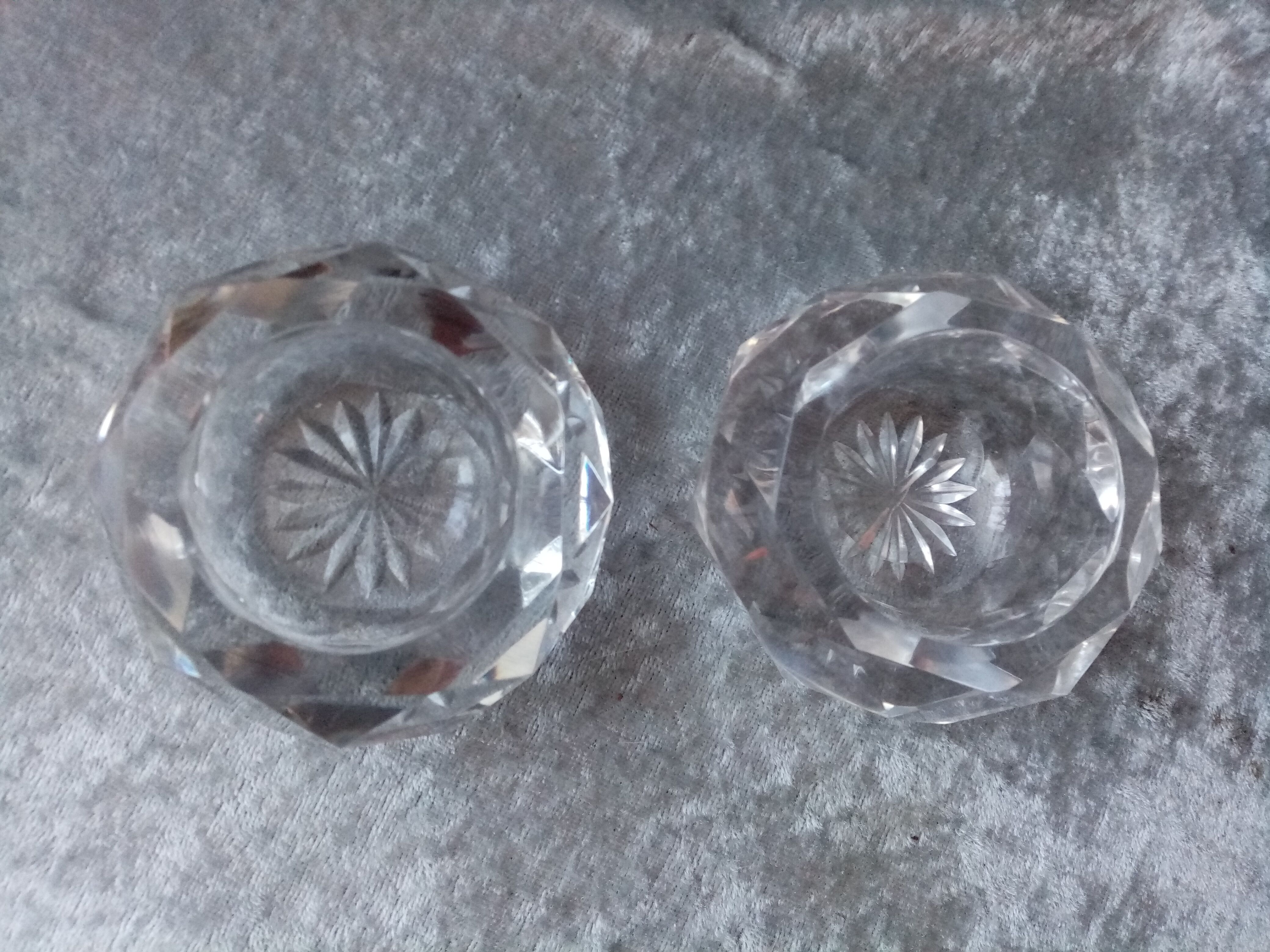 Pair of crystal salerons size 19th sign baccarat