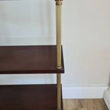 Grande étagère murale en acajou et laiton / années 60