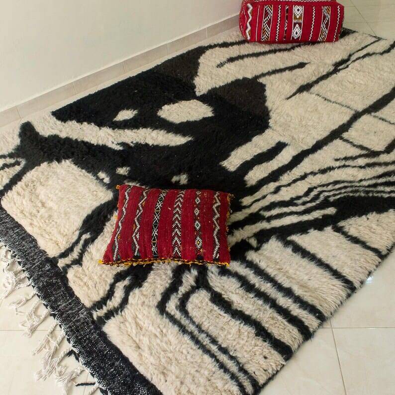 Beni Ourain black and white Berber rug size 1.5/2.5 m