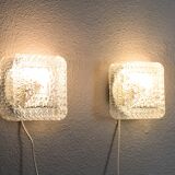 Mid century modern germany cut glass flush mount set 60s