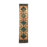 Distressed Turkish Runner 360x79 cm wool Vintage Tribal Rug Pink Green