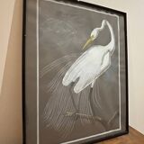 mixed media heron drawing