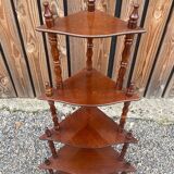 Wooden corner shelf on legs with 5 shelves