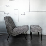 Armchair and ottoman designed by Paul Geoffroy, Airborne, France, 1960