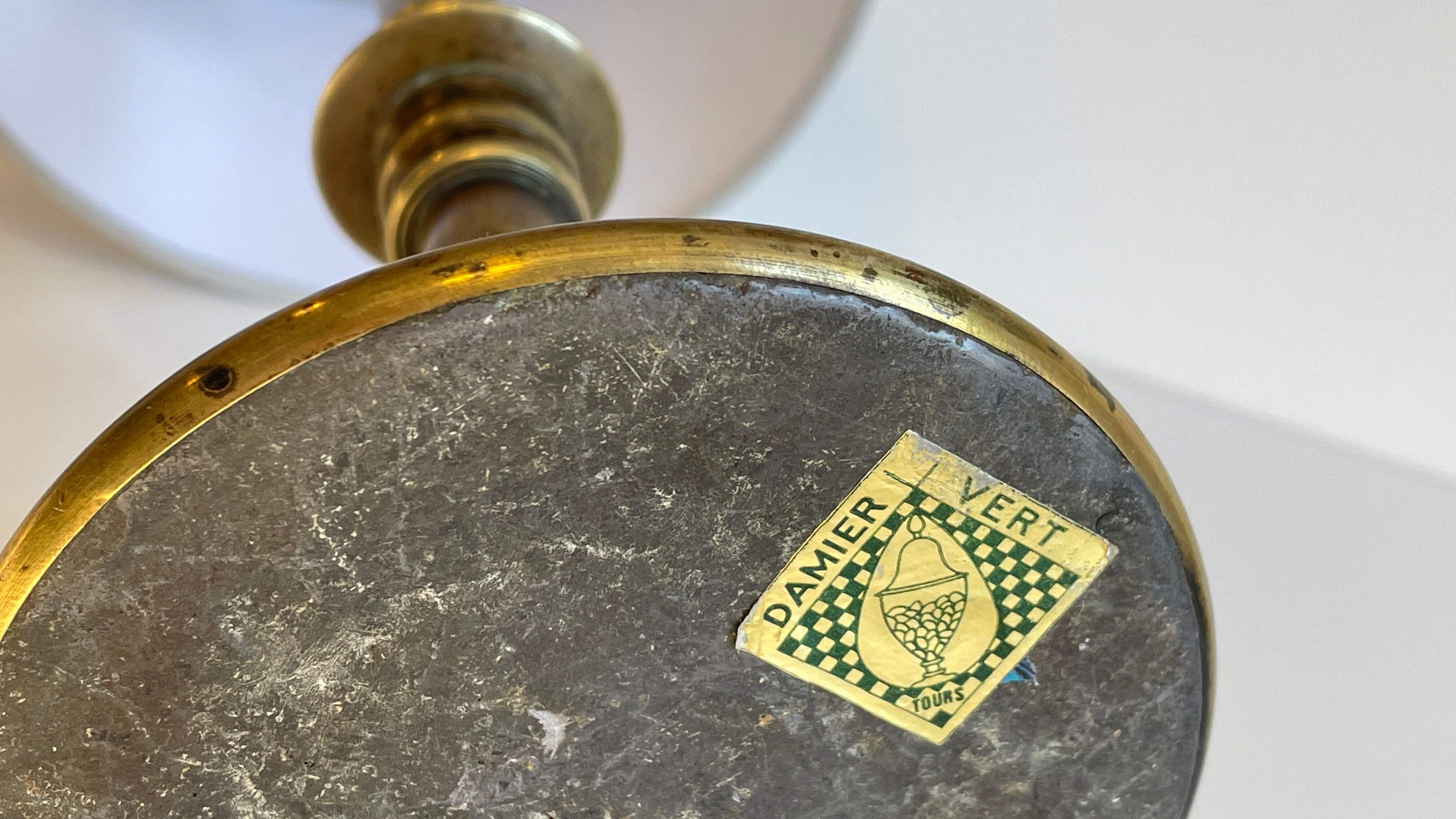 Solid brass lamp and vintage fabric