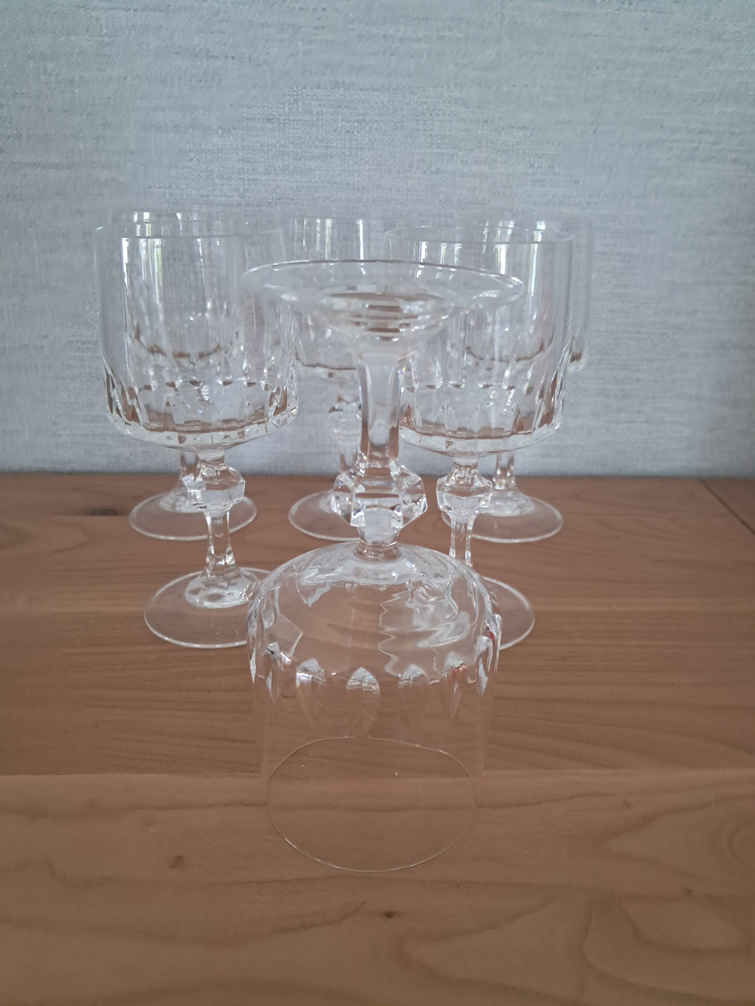 6 crystal wine glasses from Arques, Vendôme model.