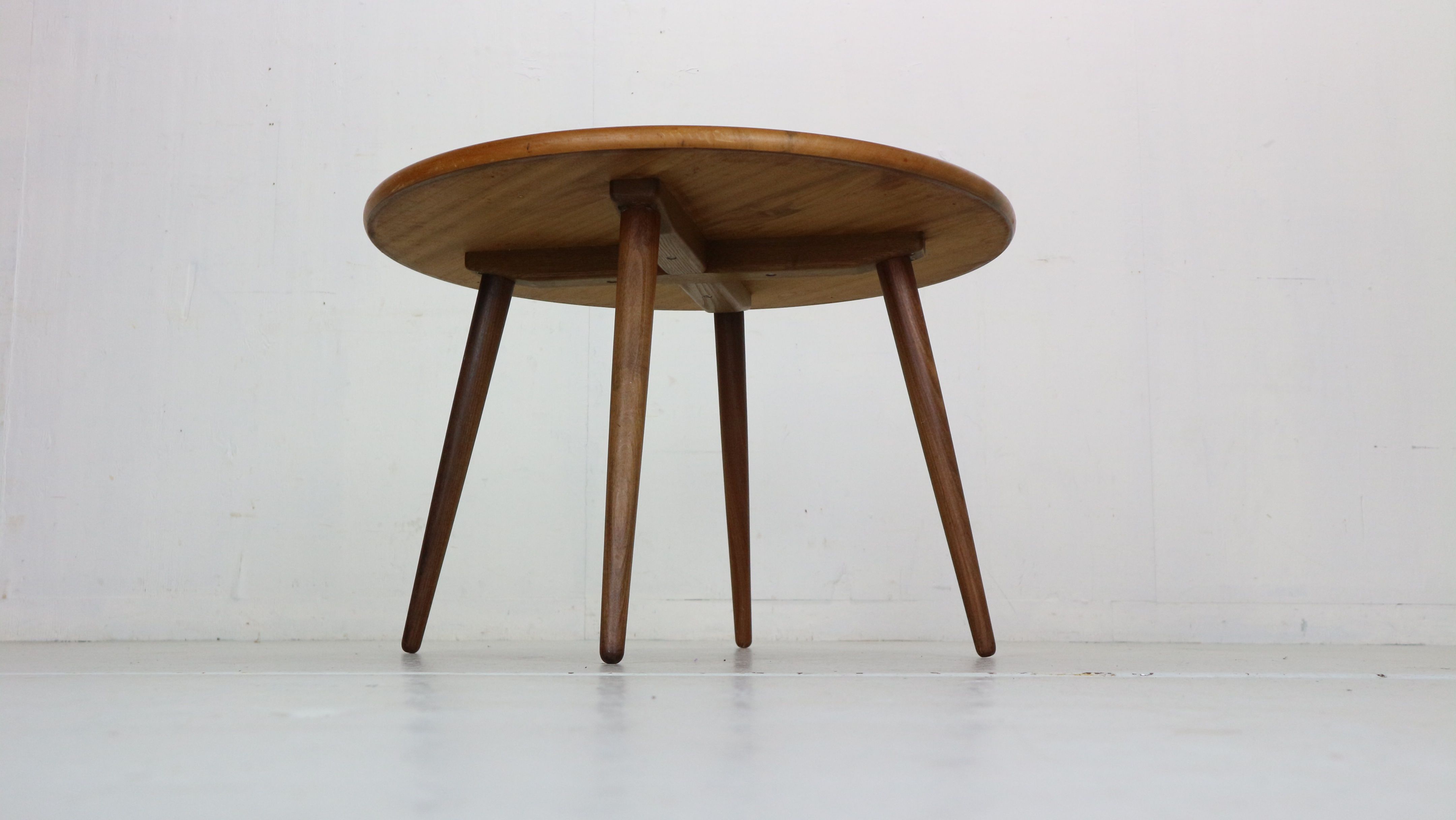 Scandinavian modern teak round coffee table, 1960's denmark
