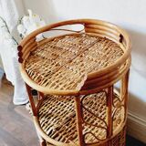 Rattan and wicker side table or bedside table