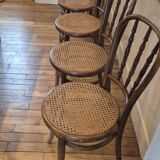 Set of 4 chairs signed Thonet with caning