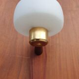 Scandinavian tea towel lamp teak and opaline circa 1960