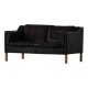 Mogens Hansen, 2-seater canapé mid-century, patinated black leather, 1970s.