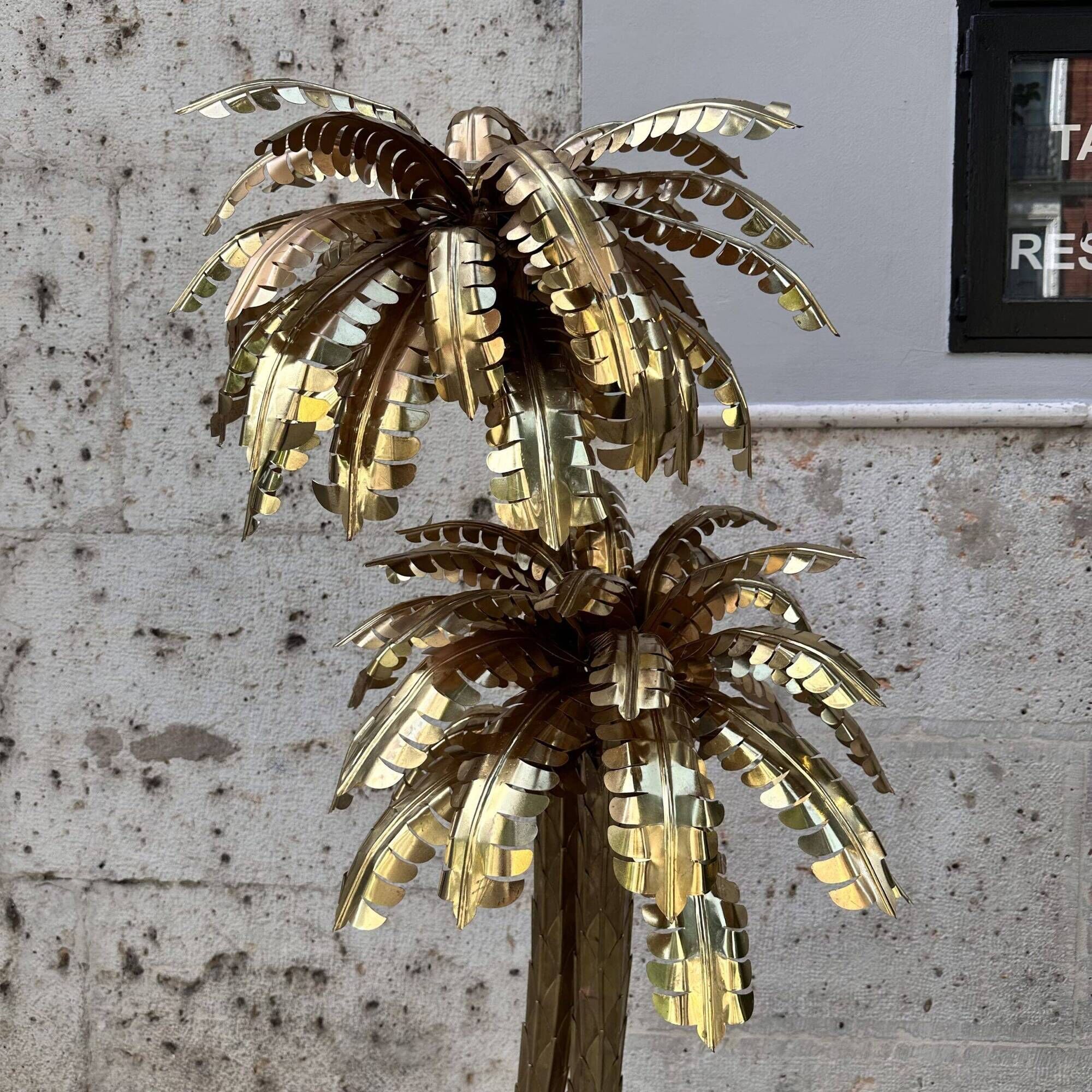 "Palm Trees" floor lamp, Christian Techoueyres for Maison Jansen, gilded brass, 1970s – France