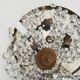 Old crown ceiling light with 3 lights, half basket with glass pendants. 60