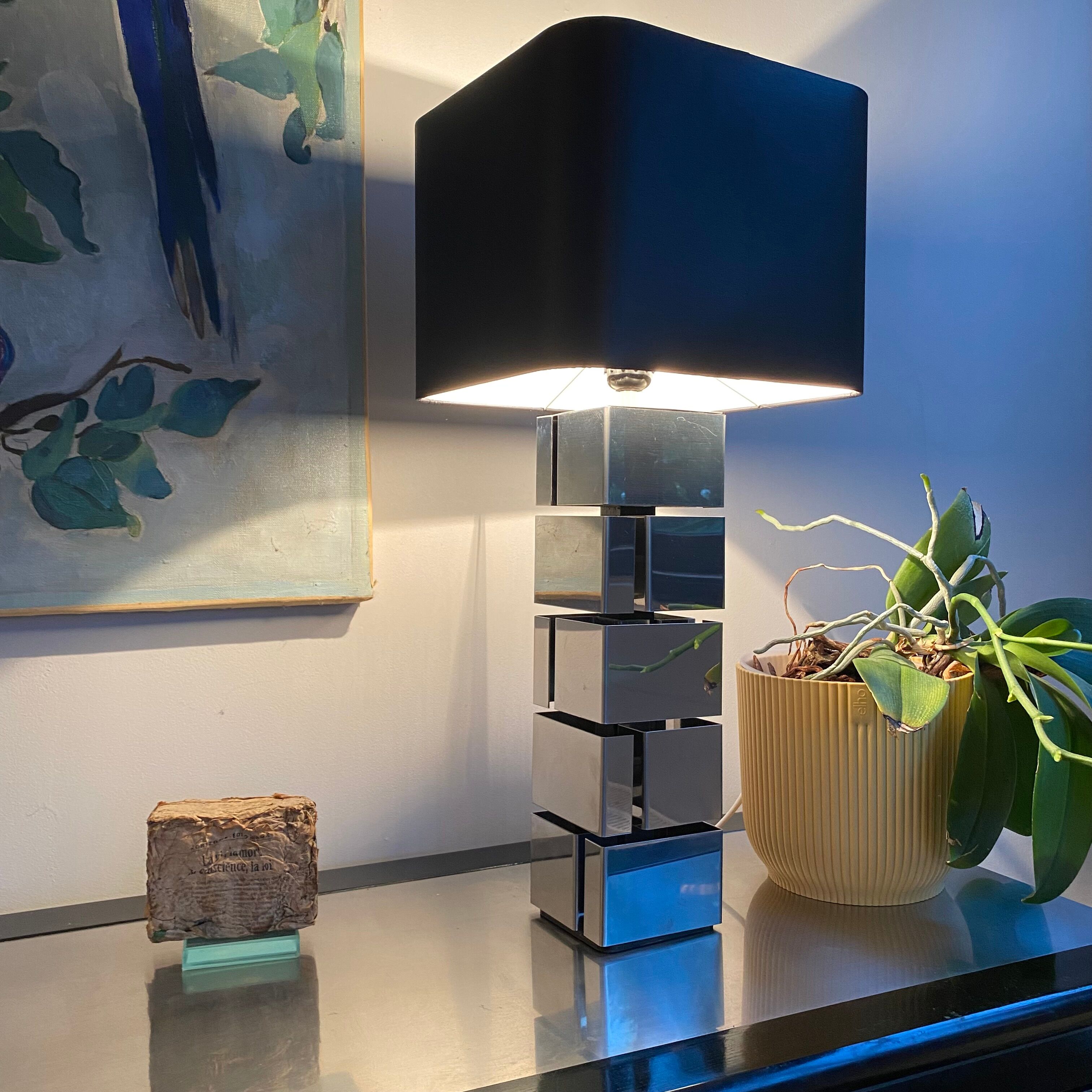 Pair of "Building" lamps by Curtis Jeré. 1970