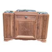 Art Deco sideboard renovated in solid walnut with Saint Laurent marble, 1930.