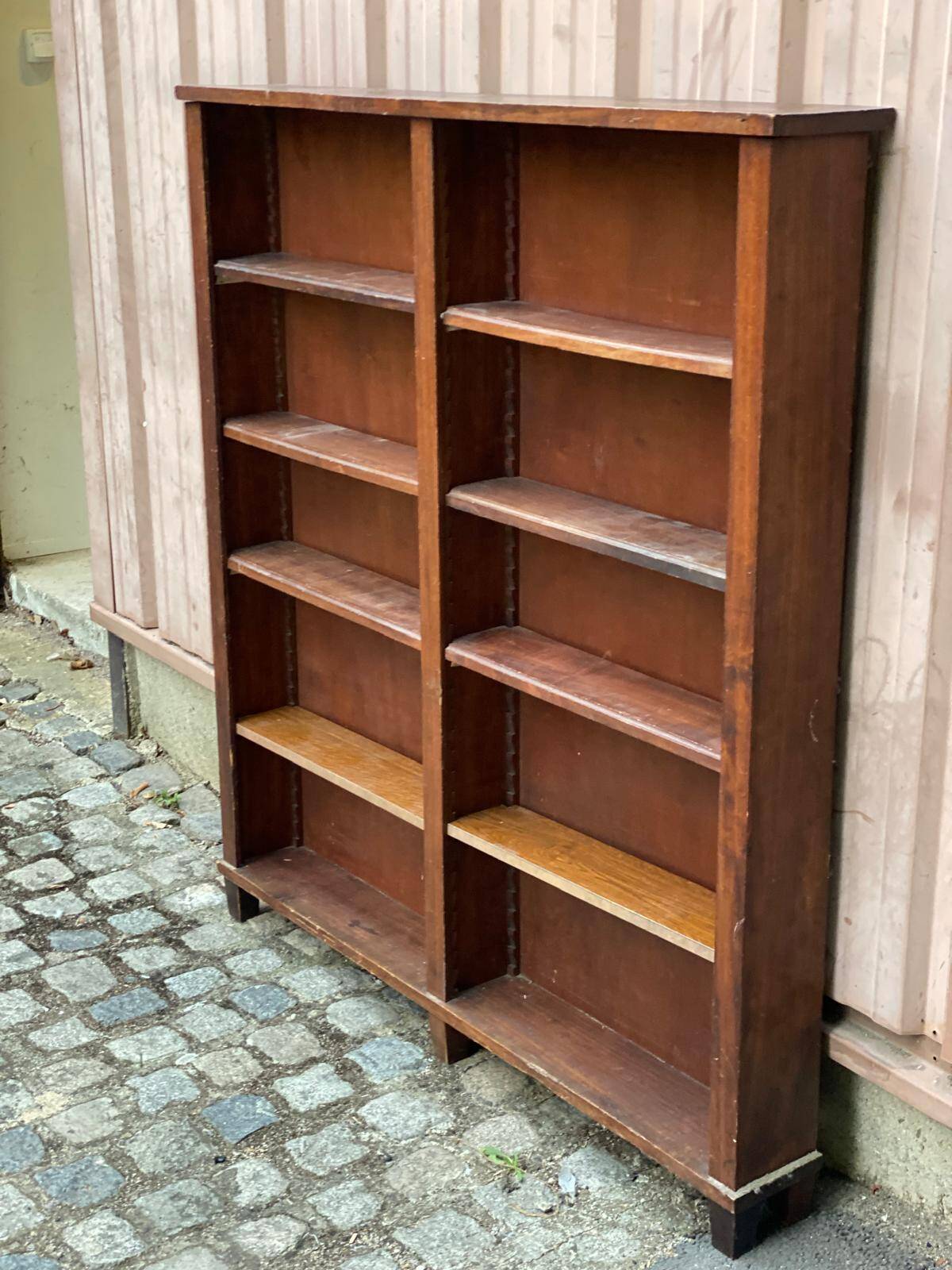 Étagère vintage d'époque en bois massif faible profondeur