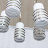 Hanging lamp cascade opaline glass and chrome