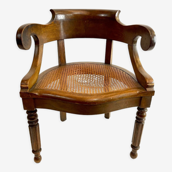 Antique office chair Louis Philippe sitting cannée