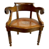 Antique office chair Louis Philippe sitting cannée