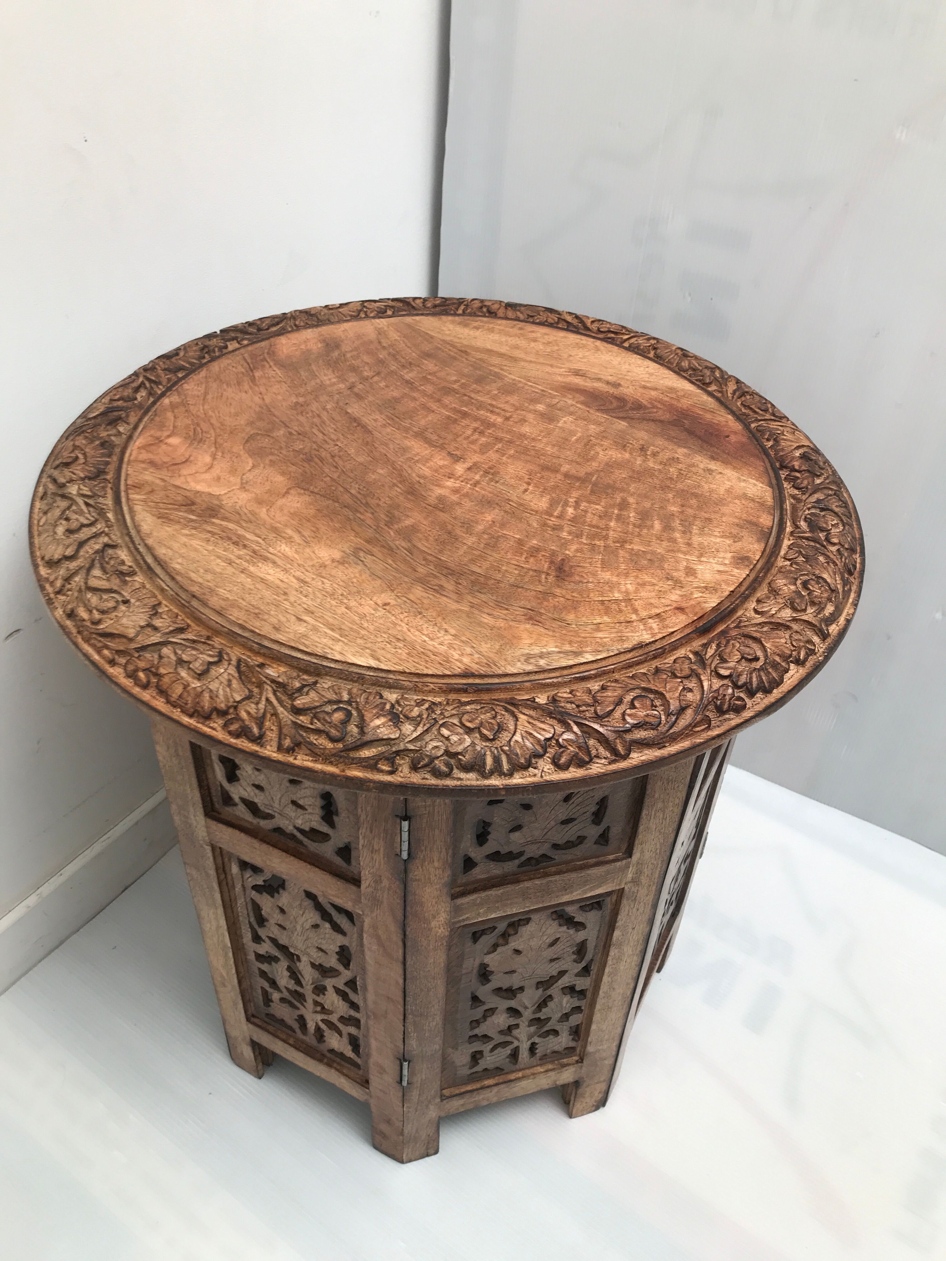 Exotic wooden coffee table carved molding