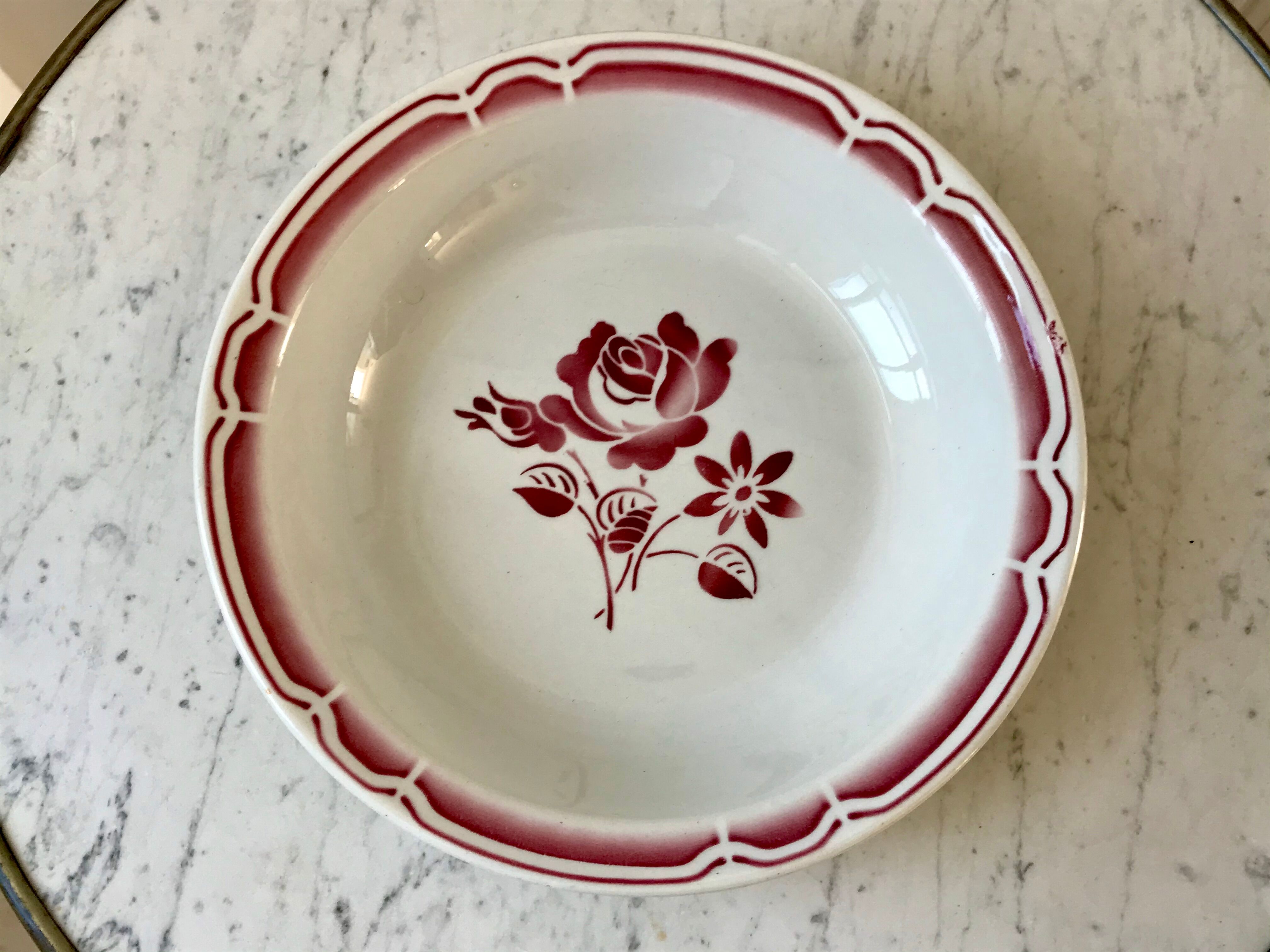 Plat creux badonviller à fleurs années 30