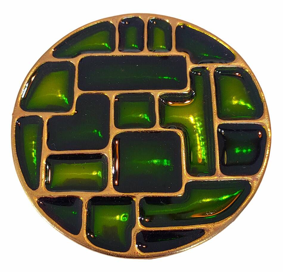 6 vintage cloisonné coasters in the style of mithé espelt, m. de crécy, ...