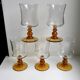 Set of 5 glasses with amber feet 70s
