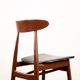 Set of 6 Thonet dining chairs, in brown lacquered wood and black leatherette, 1960.