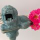 Ashtray vintage ceramic zoomorphic "lion" glaze light blue vintage of the 50s