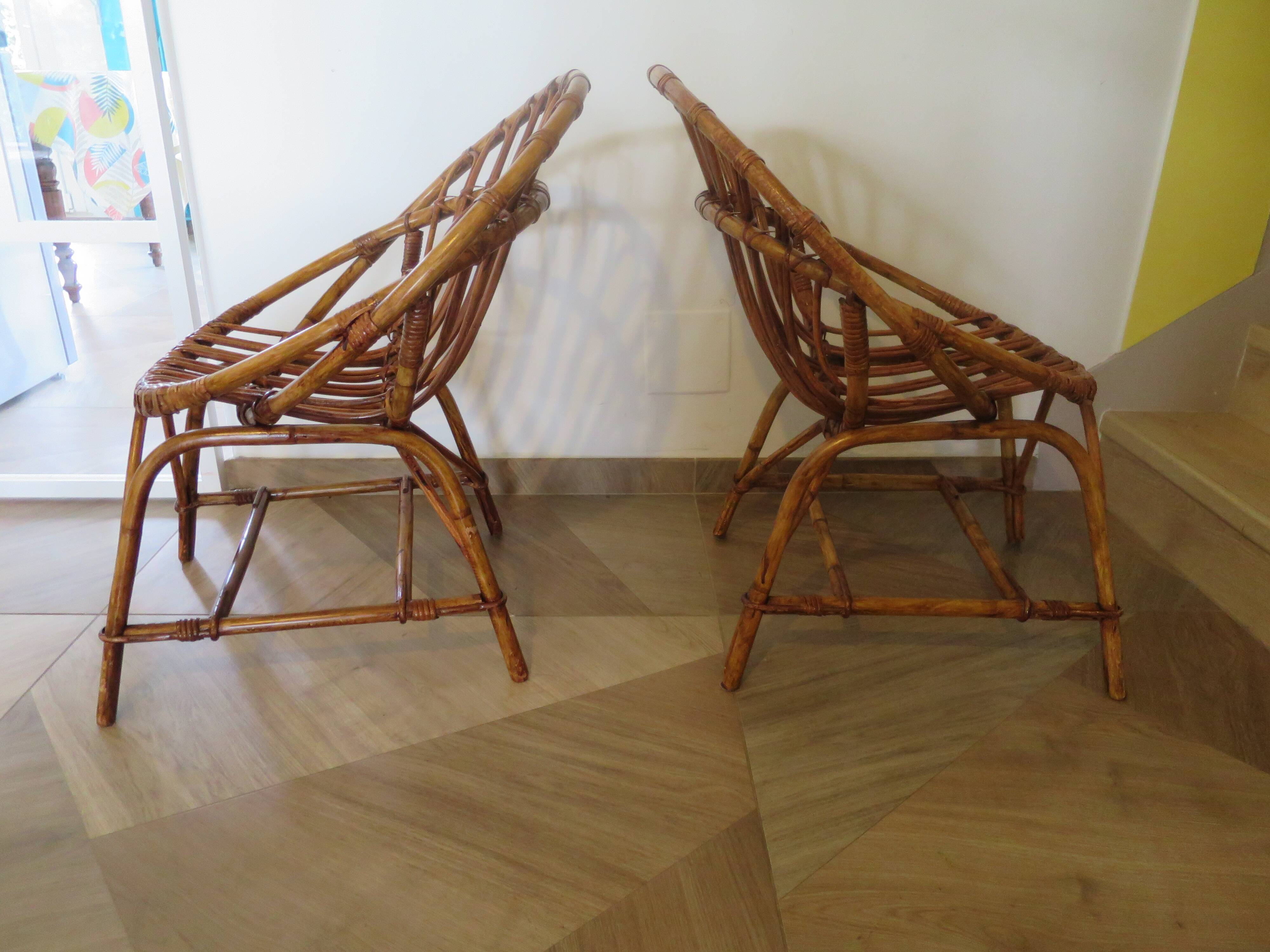 Rattan armchairs for children, 1980s