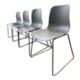 Set of 4 grey polycarbonate chairs