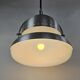 Large pendant lamp in brushed metal and opaline glass, Italy 1970s