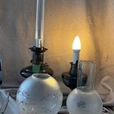 Pair of electrified old kerosene lamps