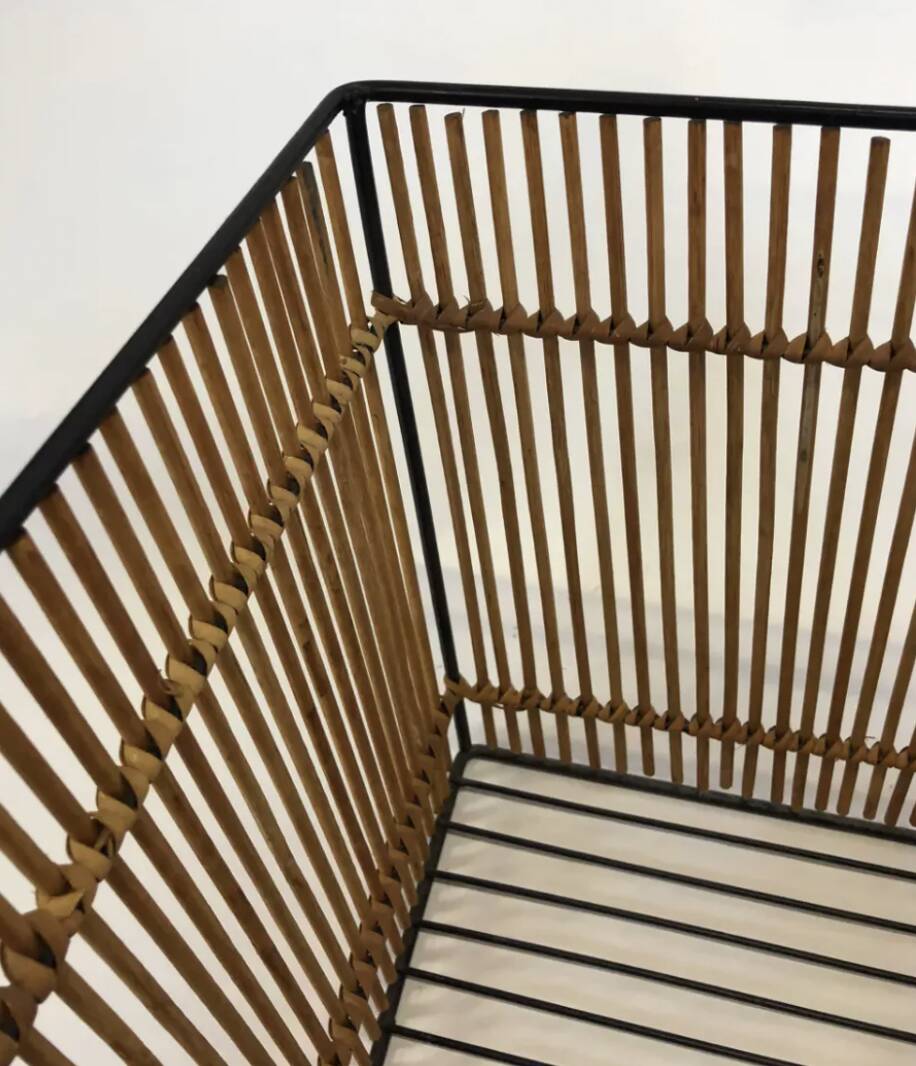 Mid Century Rohe Noordwolde rattan basket by Dirk van Sliedrecht 60's Design