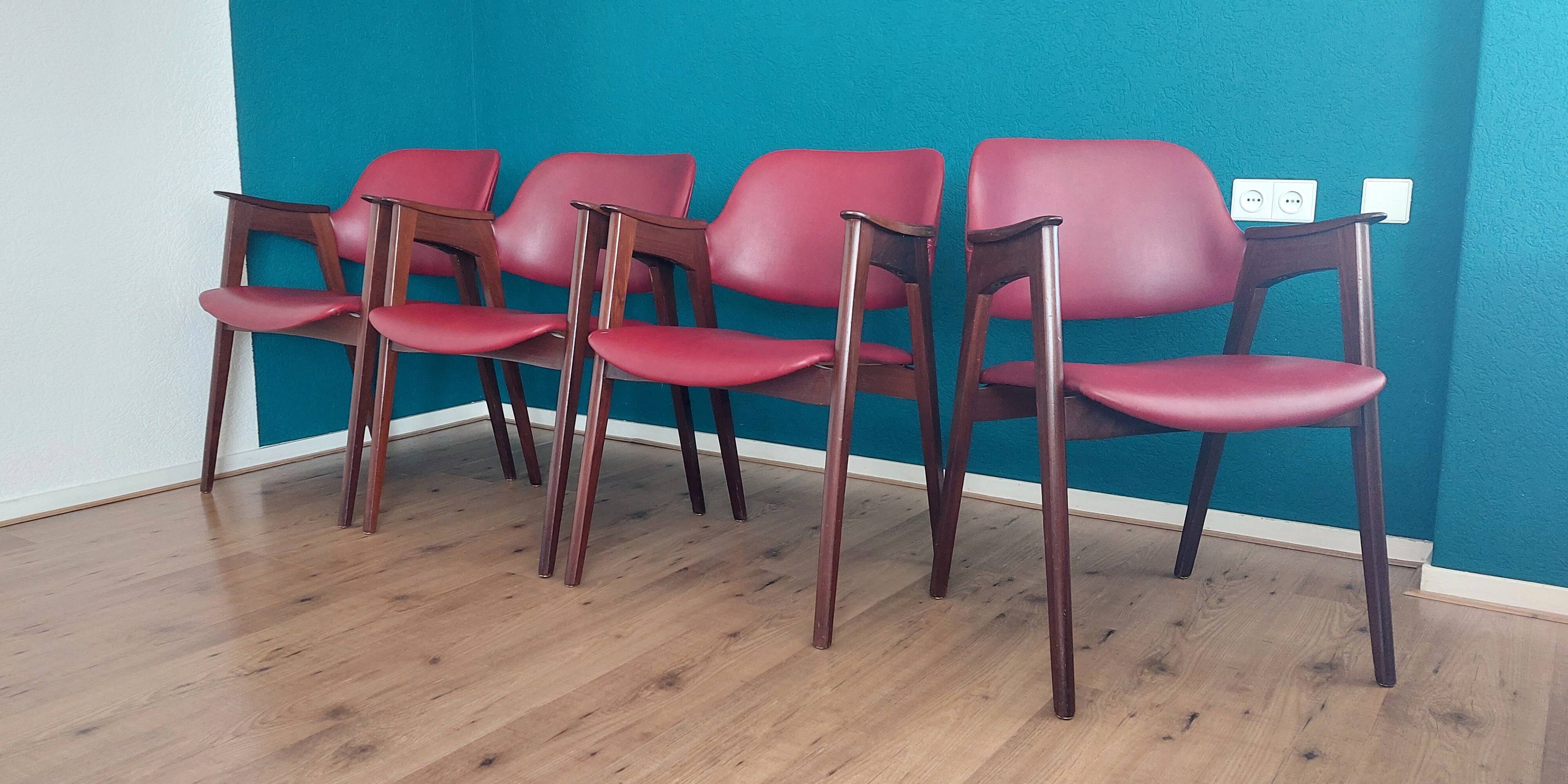 Set of 4 Mid-Century Modern Teak Dining Chairs 1960's