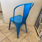Authentic blue tolix metal chair by Xavier Pauchard vintage industrial 1950