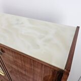 Mid-century 1960s mahogany showcase with glass top