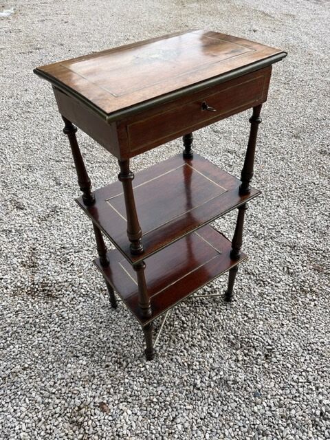 Walnut stand shelf and marquetry with mirror