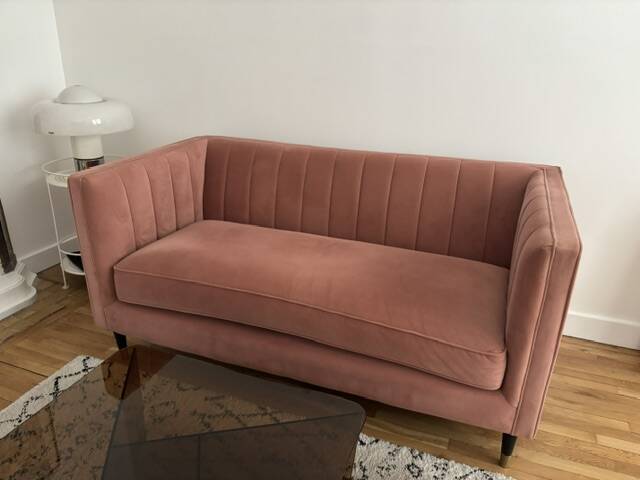 Compact powder pink sofa made